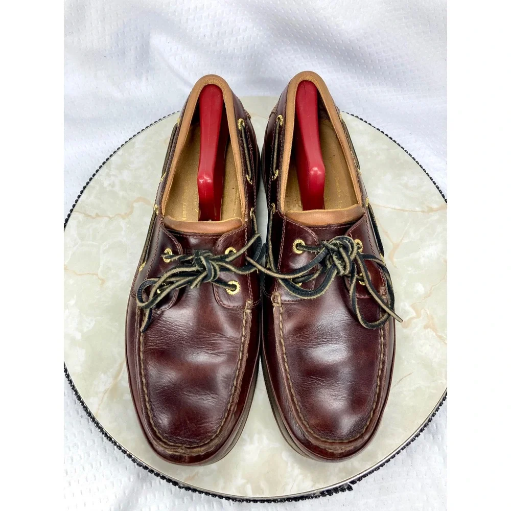 Sperry Gold Cup ASV Amaretto Boat Shoes Mens 10 Brown Leather 2-Eye Deck Loafers